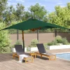 MAISON EXCLUSIVE - Parasol de jardin en porte-à-faux avec mât en bois vert