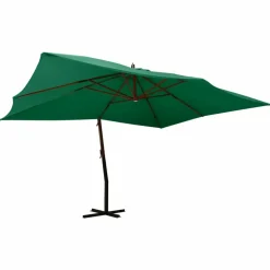 MAISON EXCLUSIVE - Parasol de jardin en porte-à-faux avec mât en bois vert
