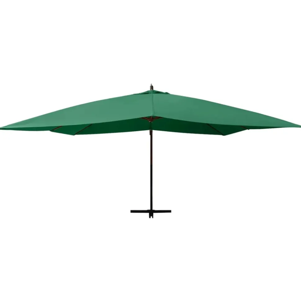 MAISON EXCLUSIVE - Parasol de jardin en porte-à-faux avec mât en bois vert