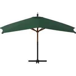 MAISON EXCLUSIVE - Parasol de jardin en porte-à-faux avec mât en bois vert