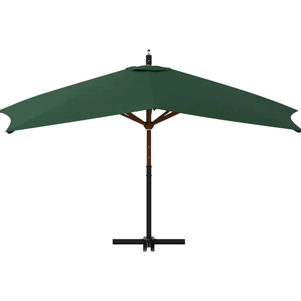 MAISON EXCLUSIVE - Parasol de jardin en porte-à-faux avec mât en bois vert