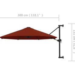 MAISON EXCLUSIVE - Parasol mural avec mât en métal 300 cm terre cuite