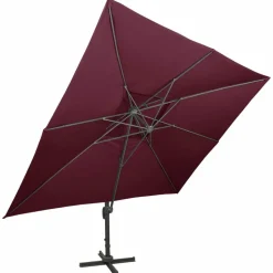MAISON EXCLUSIVE - Parasol de jardin en porte-à-faux à double toit rouge bordeaux