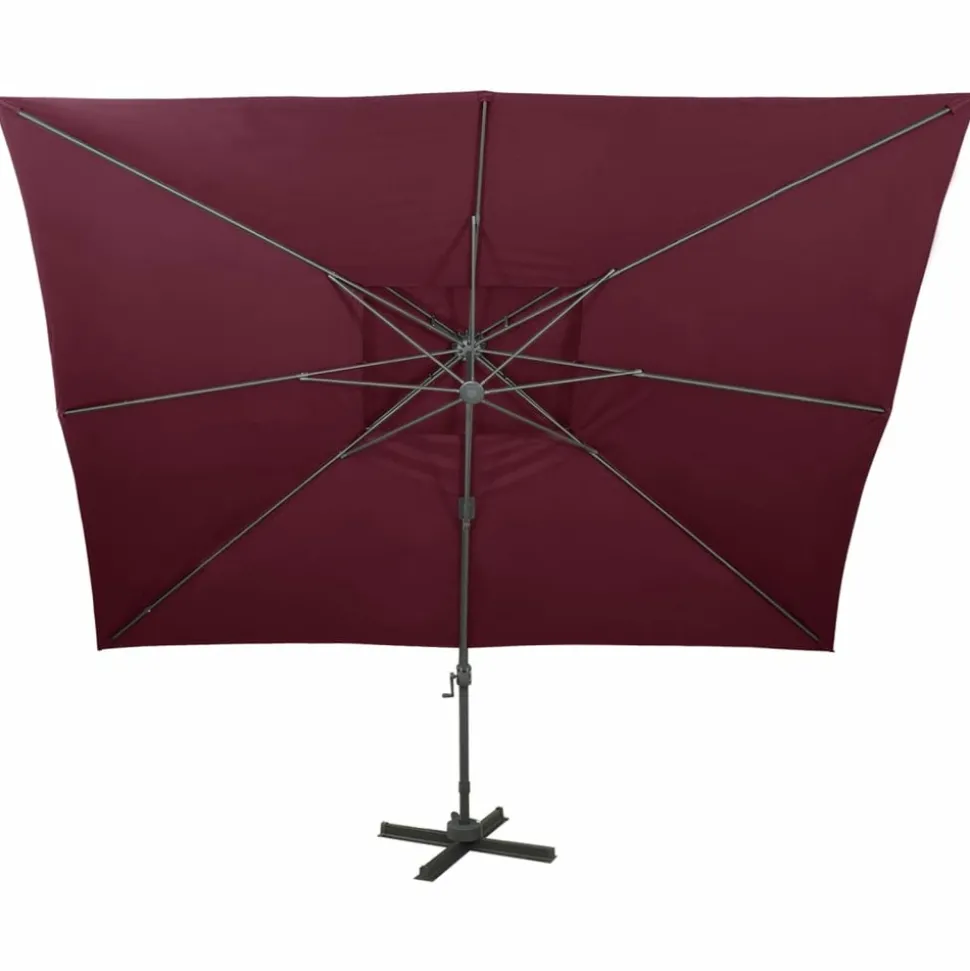 MAISON EXCLUSIVE - Parasol de jardin en porte-à-faux à double toit rouge bordeaux