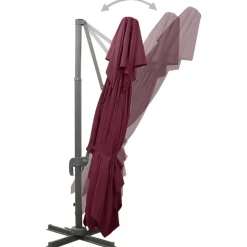 MAISON EXCLUSIVE - Parasol de jardin en porte-à-faux à double toit rouge bordeaux