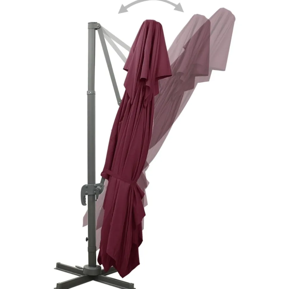 MAISON EXCLUSIVE - Parasol de jardin en porte-à-faux à double toit rouge bordeaux