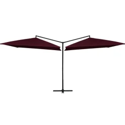 MAISON EXCLUSIVE - Parasol double avec mât en acier 250 x 250 cm rouge bordeaux