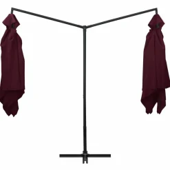 MAISON EXCLUSIVE - Parasol double avec mât en acier 250 x 250 cm rouge bordeaux