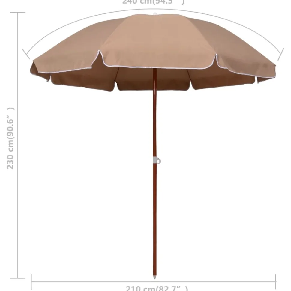 MAISON EXCLUSIVE - Parasol de jardin avec mât en acier 240 cm taupe