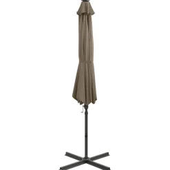 MAISON EXCLUSIVE - Parasol de jardin en porte-à-faux et mât et lumières led taupe