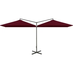 MAISON EXCLUSIVE - Parasol de jardin double avec mât en acier rouge bordeaux