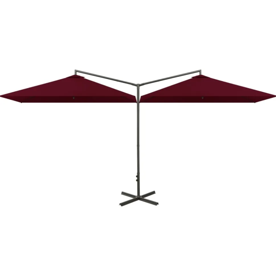 MAISON EXCLUSIVE - Parasol de jardin double avec mât en acier rouge bordeaux