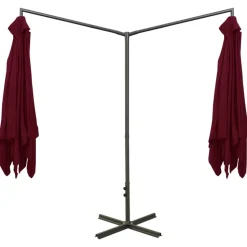 MAISON EXCLUSIVE - Parasol de jardin double avec mât en acier rouge bordeaux