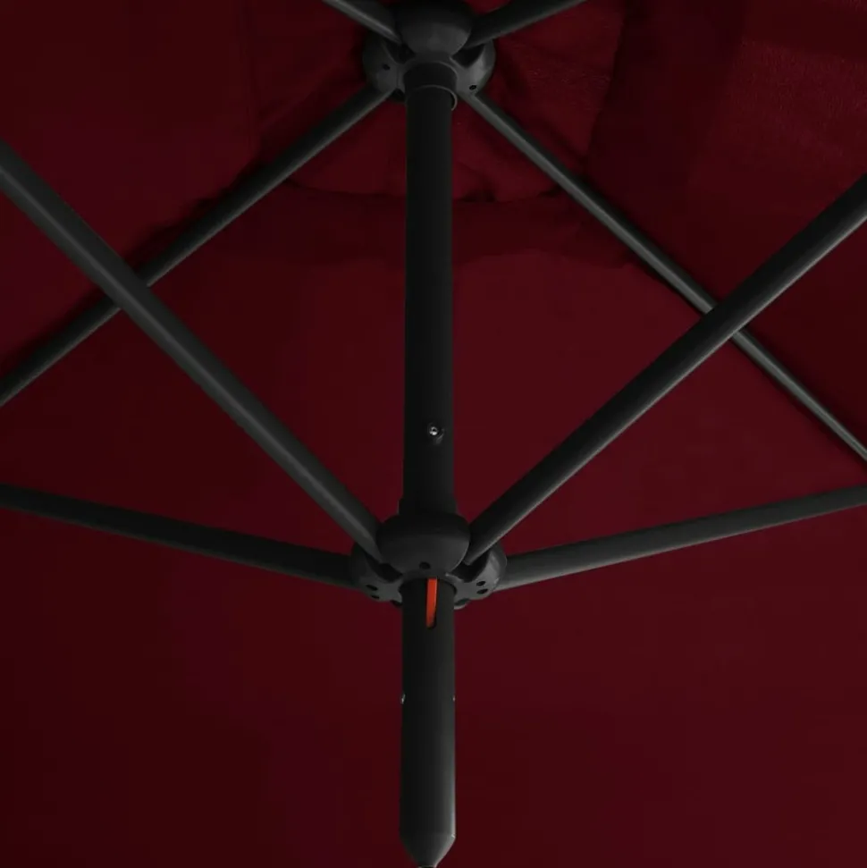 MAISON EXCLUSIVE - Parasol de jardin double avec mât en acier rouge bordeaux