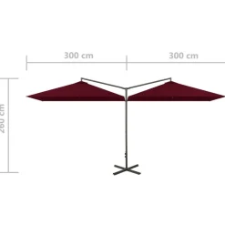 MAISON EXCLUSIVE - Parasol de jardin double avec mât en acier rouge bordeaux