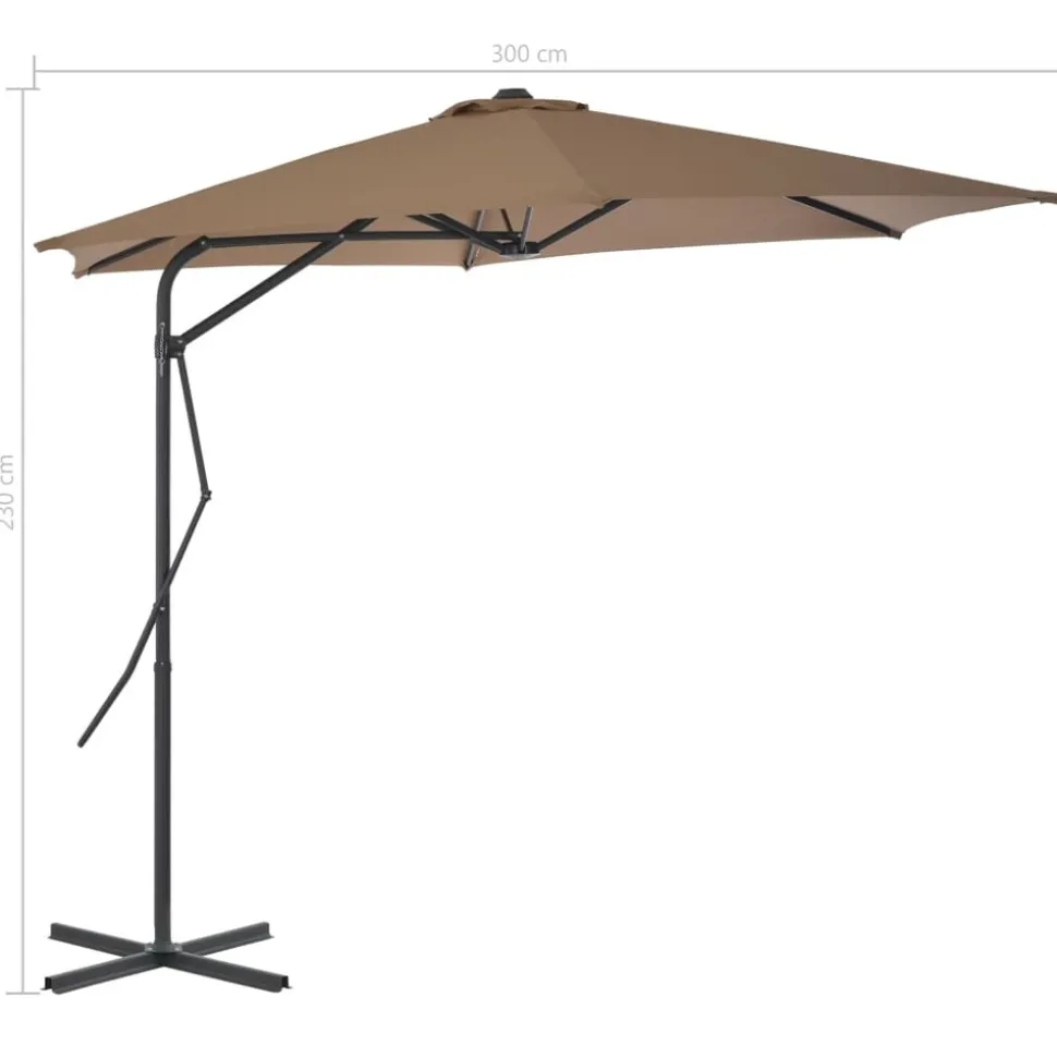 MAISON EXCLUSIVE - Parasol d'extérieur avec mât en acier 300 cm taupe