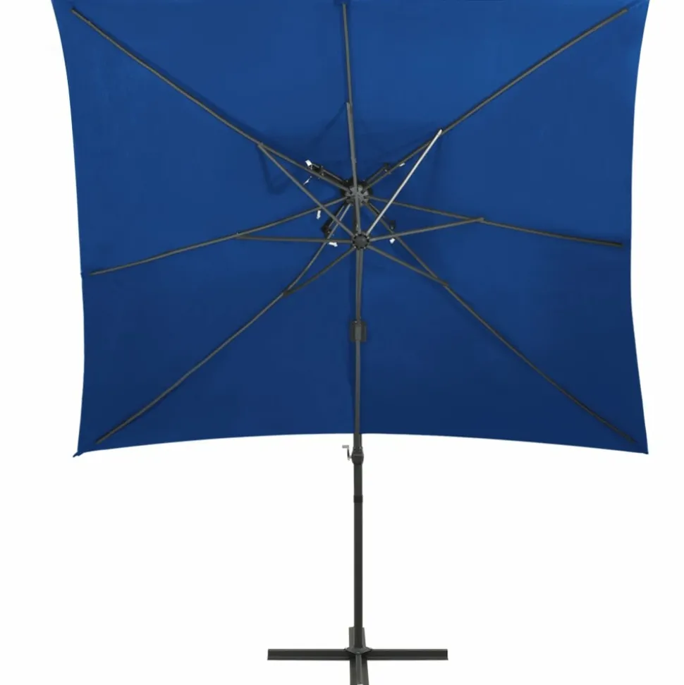 MAISON EXCLUSIVE - Parasol de jardin en porte-à-faux à double toit bleu azuré