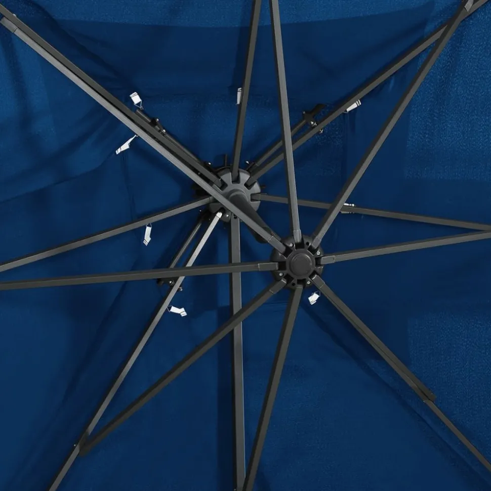 MAISON EXCLUSIVE - Parasol de jardin en porte-à-faux à double toit bleu azuré