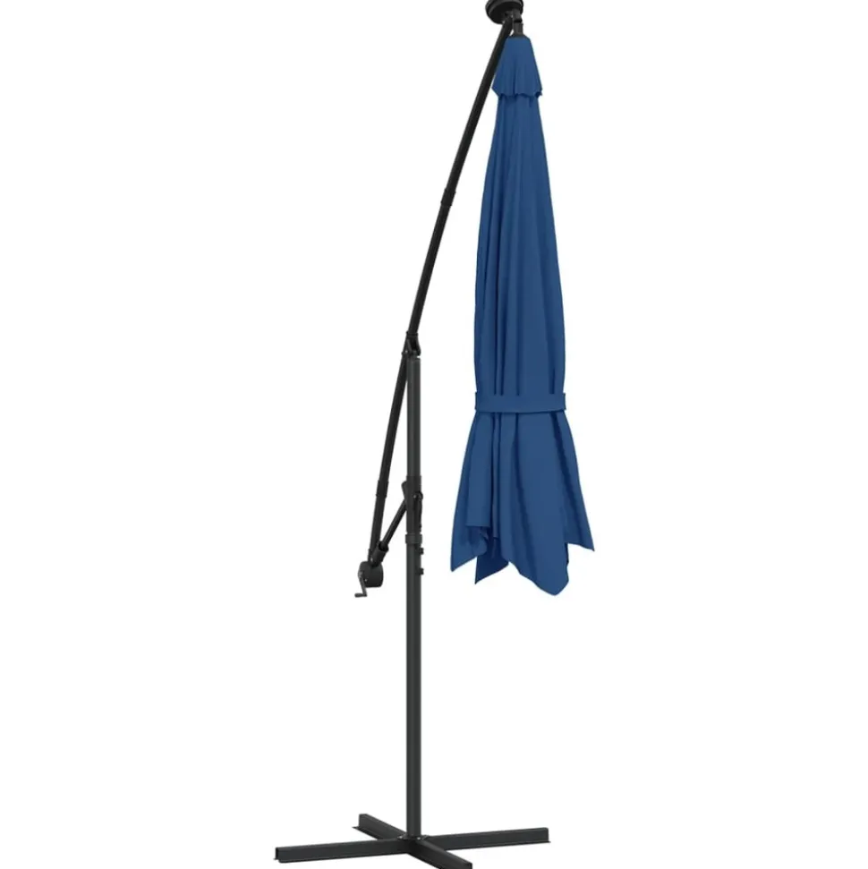 MAISON EXCLUSIVE - Parasol de jardin en porte-à-faux et lumières led mât en acier