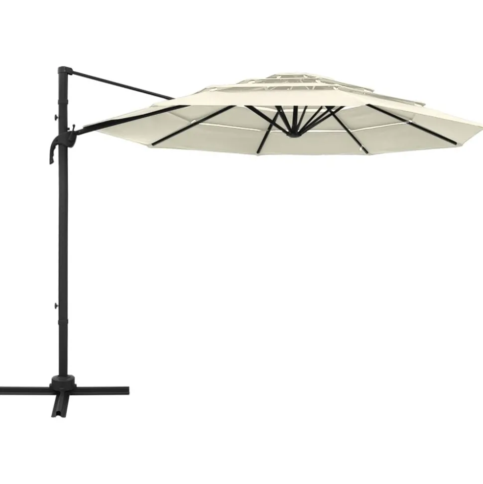 MAISON EXCLUSIVE - Parasol de jardin à 4 niveaux avec mât en aluminium sable