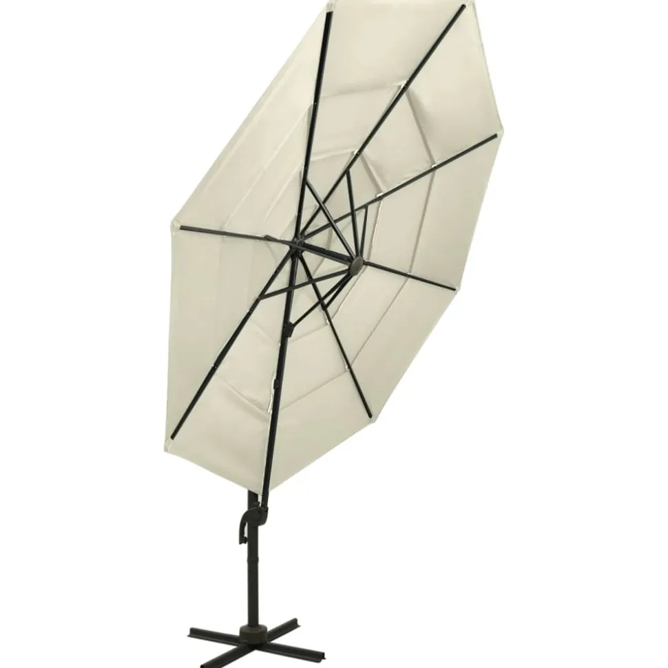 MAISON EXCLUSIVE - Parasol de jardin à 4 niveaux avec mât en aluminium sable