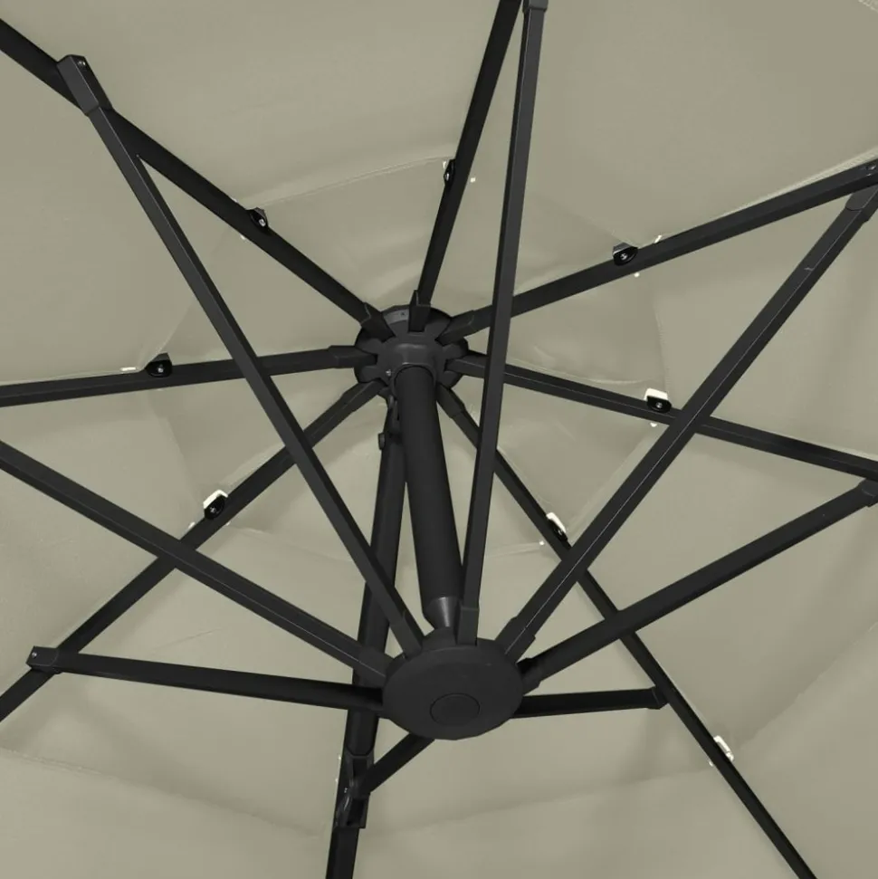 MAISON EXCLUSIVE - Parasol de jardin à 4 niveaux avec mât en aluminium sable