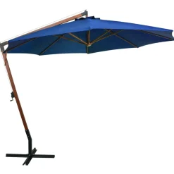 MAISON EXCLUSIVE - Parasol de jardin suspendu avec mât bleu azuré bois de sapin