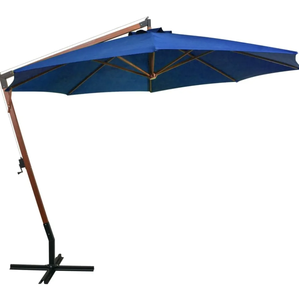 MAISON EXCLUSIVE - Parasol de jardin suspendu avec mât bleu azuré bois de sapin