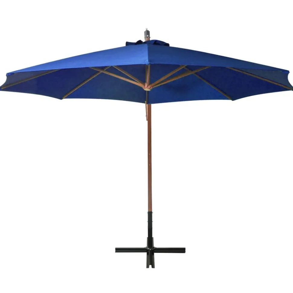 MAISON EXCLUSIVE - Parasol de jardin suspendu avec mât bleu azuré bois de sapin