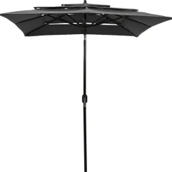 MAISON EXCLUSIVE - Parasol de jardin à 3 niveaux avec mât en aluminium anthracite