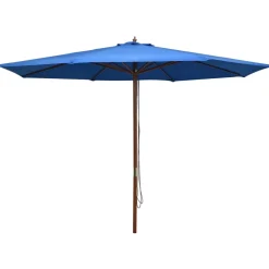 MAISON EXCLUSIVE - Parasol d'extérieur avec mât en bois 350 cm bleu
