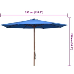 MAISON EXCLUSIVE - Parasol d'extérieur avec mât en bois 350 cm bleu