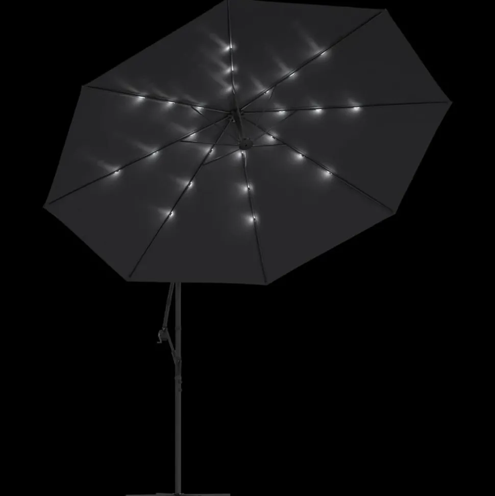 MAISON EXCLUSIVE - Parasol de jardin en porte-à-faux avec lumières led noir 350 cm