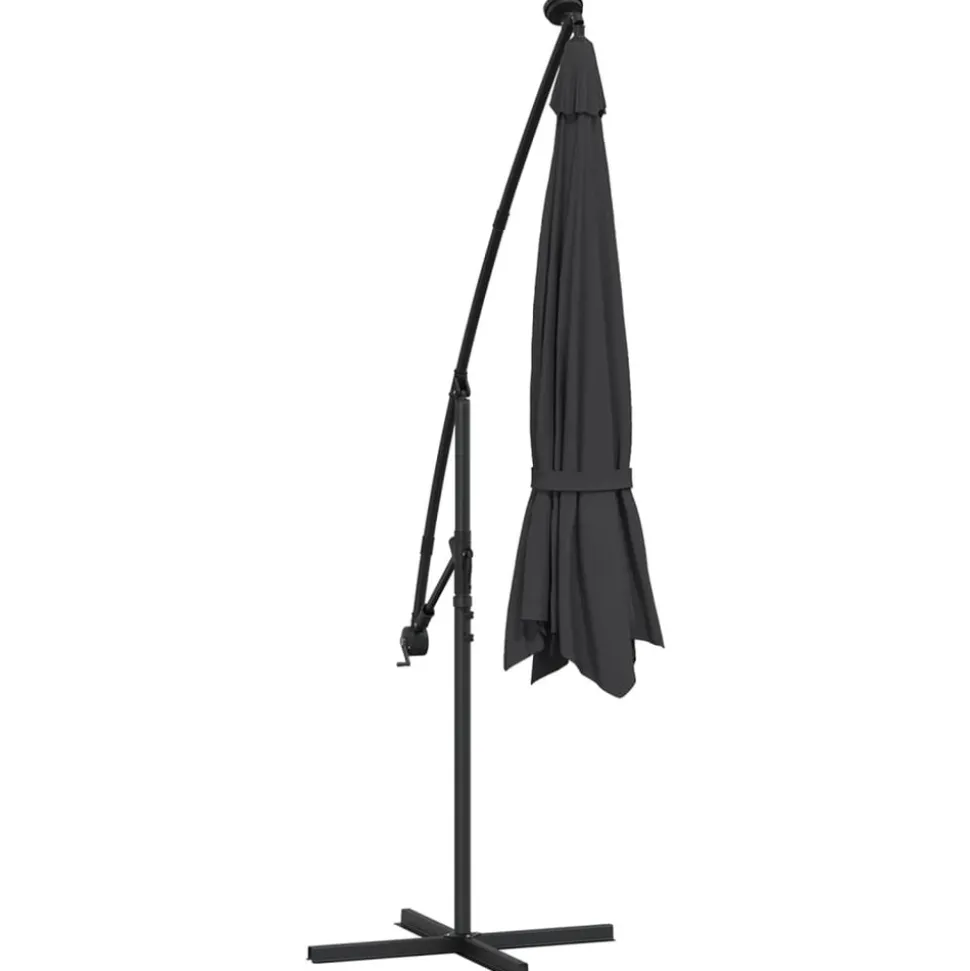 MAISON EXCLUSIVE - Parasol de jardin en porte-à-faux avec lumières led noir 350 cm