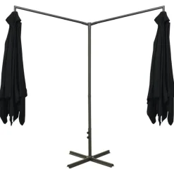 MAISON EXCLUSIVE - Parasol de jardin double avec mât en acier noir 600x300 cm