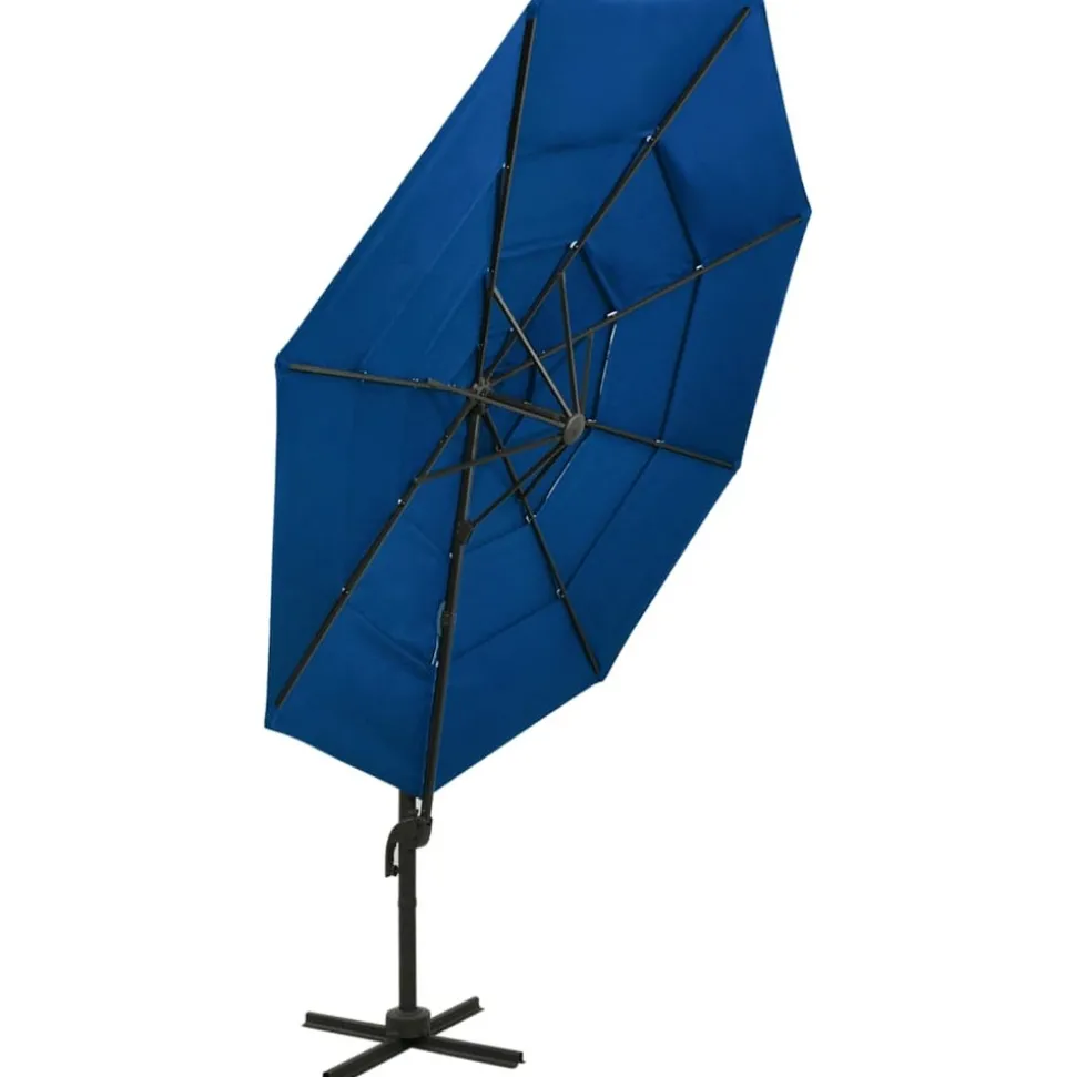 MAISON EXCLUSIVE - Parasol de jardin à 4 niveaux avec mât en aluminium bleu azuré