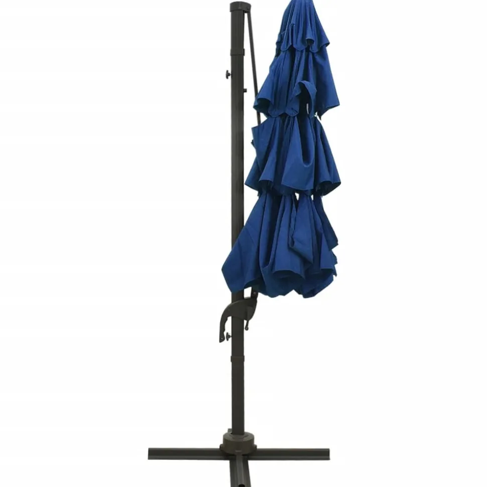 MAISON EXCLUSIVE - Parasol de jardin à 4 niveaux avec mât en aluminium bleu azuré