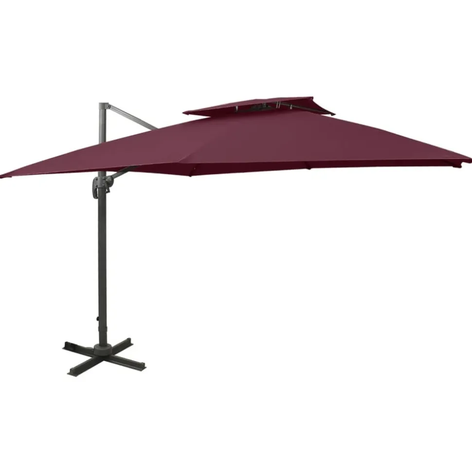 MAISON EXCLUSIVE - Parasol de jardin en porte-à-faux à double toit rouge bordeaux