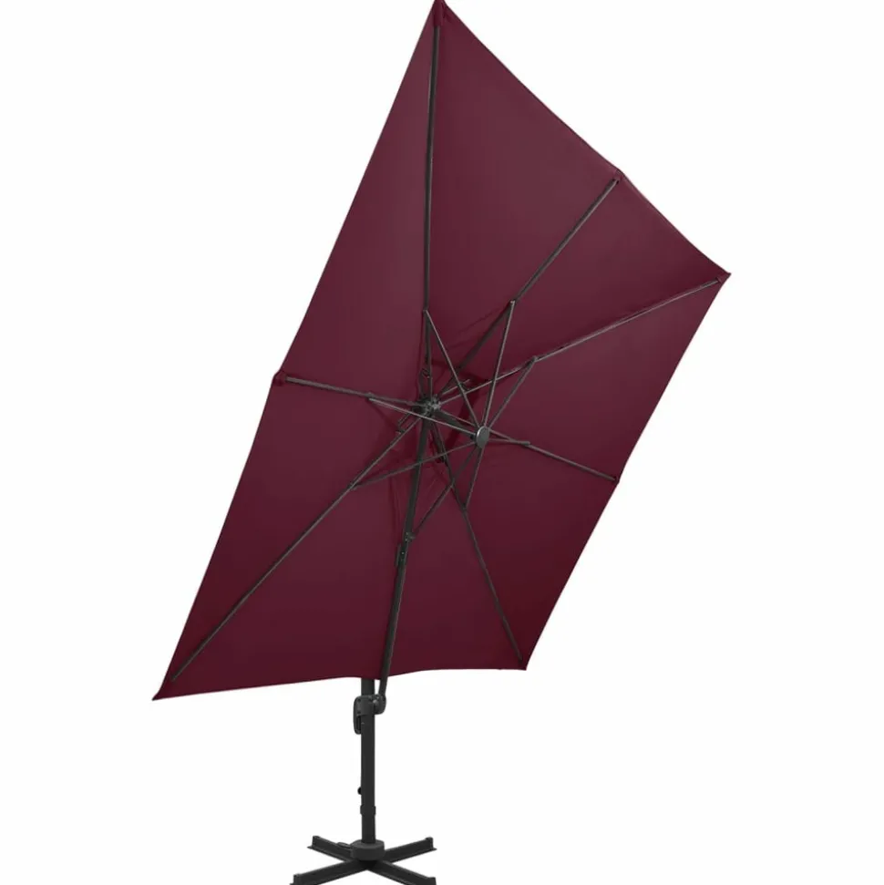 MAISON EXCLUSIVE - Parasol de jardin en porte-à-faux à double toit rouge bordeaux