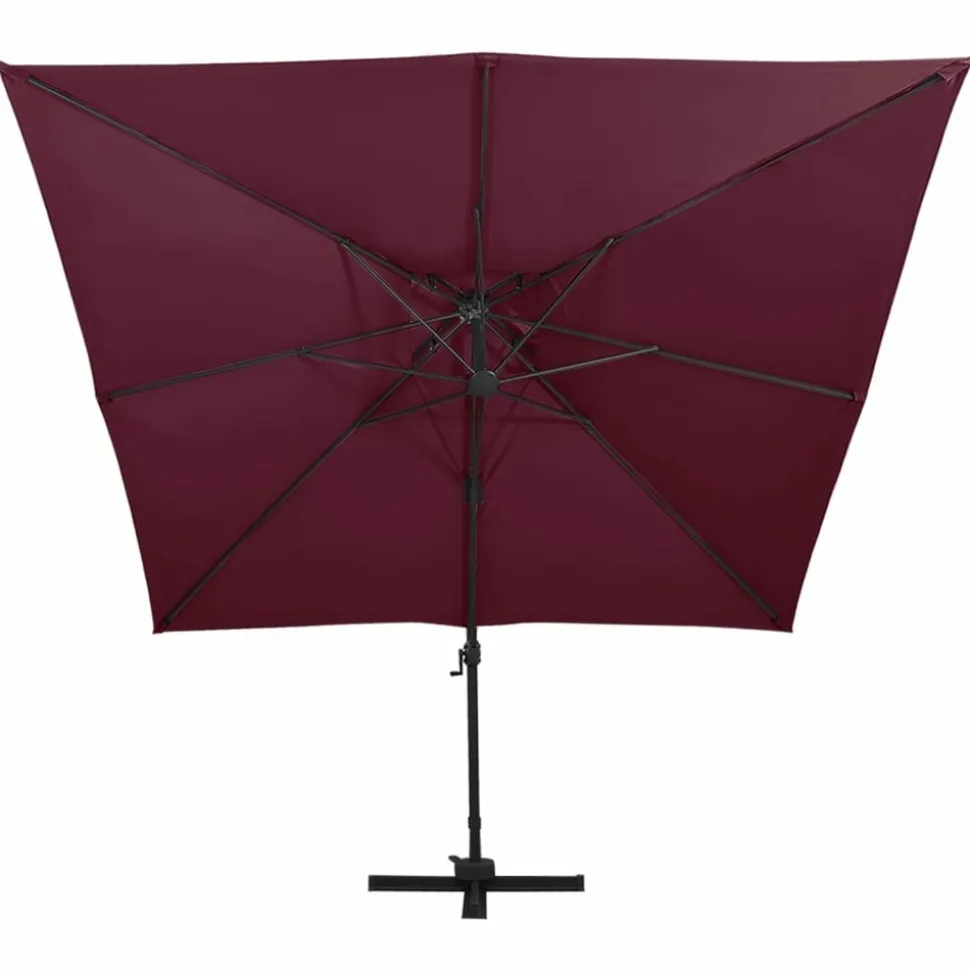 MAISON EXCLUSIVE - Parasol de jardin en porte-à-faux à double toit rouge bordeaux
