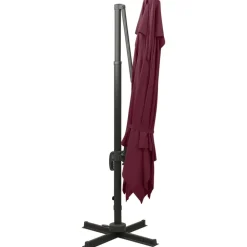 MAISON EXCLUSIVE - Parasol de jardin en porte-à-faux à double toit rouge bordeaux