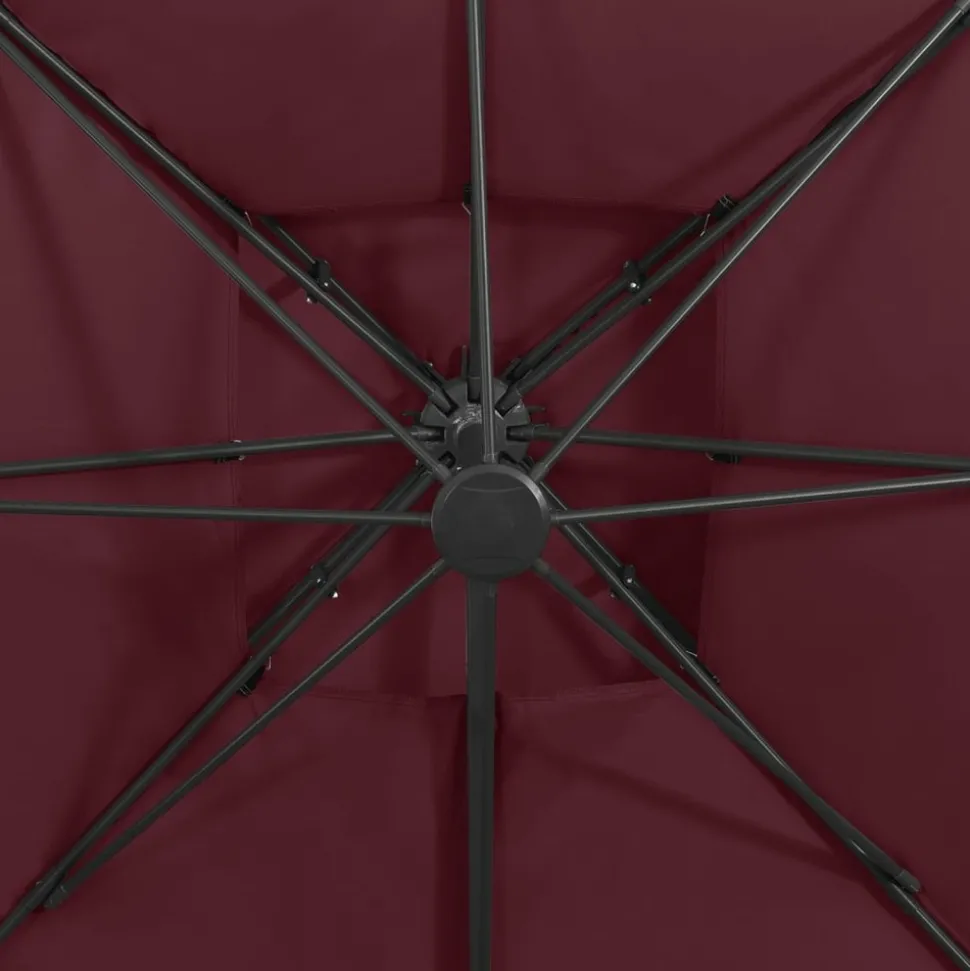 MAISON EXCLUSIVE - Parasol de jardin en porte-à-faux à double toit rouge bordeaux