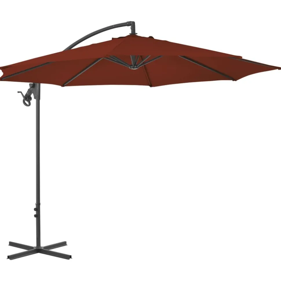 MAISON EXCLUSIVE - Parasol de jardin en porte-à-faux avec mât en acier terre cuite