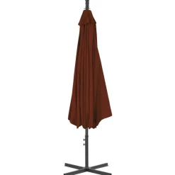 MAISON EXCLUSIVE - Parasol de jardin en porte-à-faux avec mât en acier terre cuite