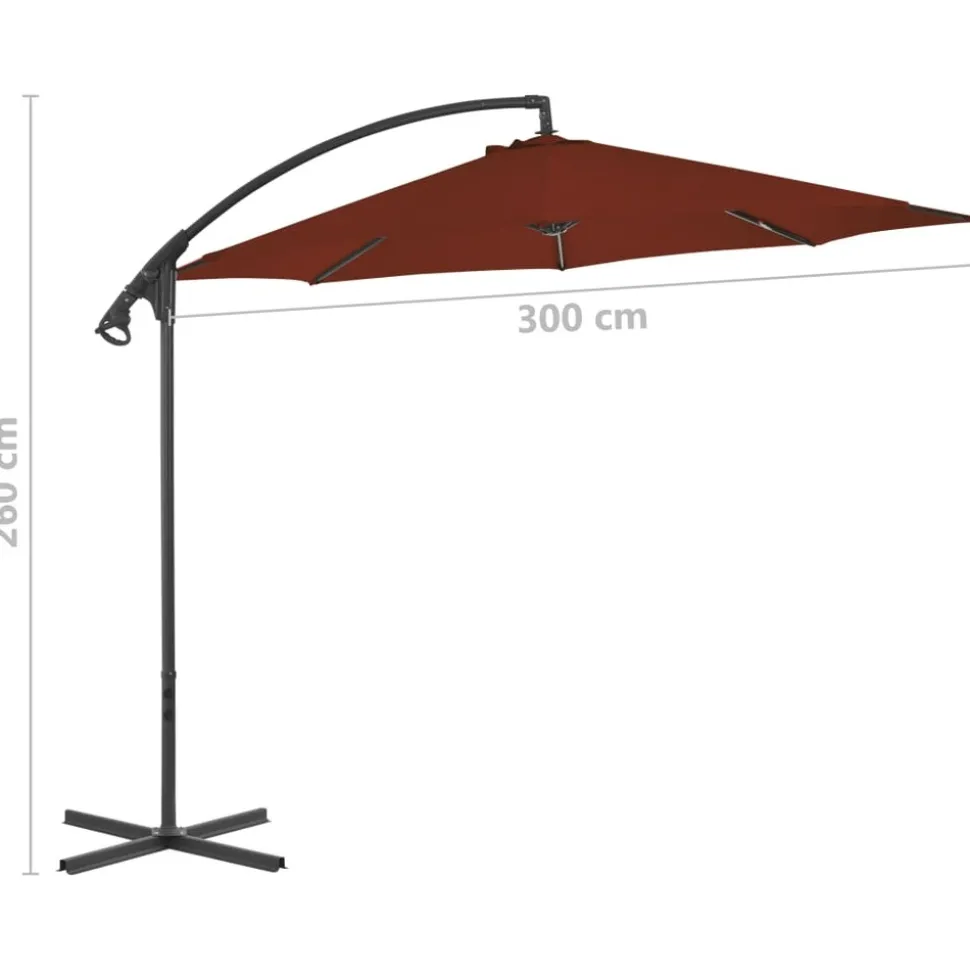 MAISON EXCLUSIVE - Parasol de jardin en porte-à-faux avec mât en acier terre cuite