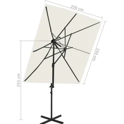 MAISON EXCLUSIVE - Parasol de jardin en porte-à-faux à double toit sable 250x250cm