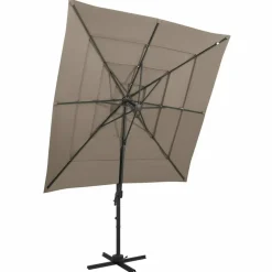 MAISON EXCLUSIVE - Parasol de jardin à 4 niveaux avec mât en aluminium taupe