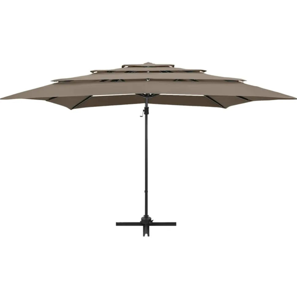 MAISON EXCLUSIVE - Parasol de jardin à 4 niveaux avec mât en aluminium taupe