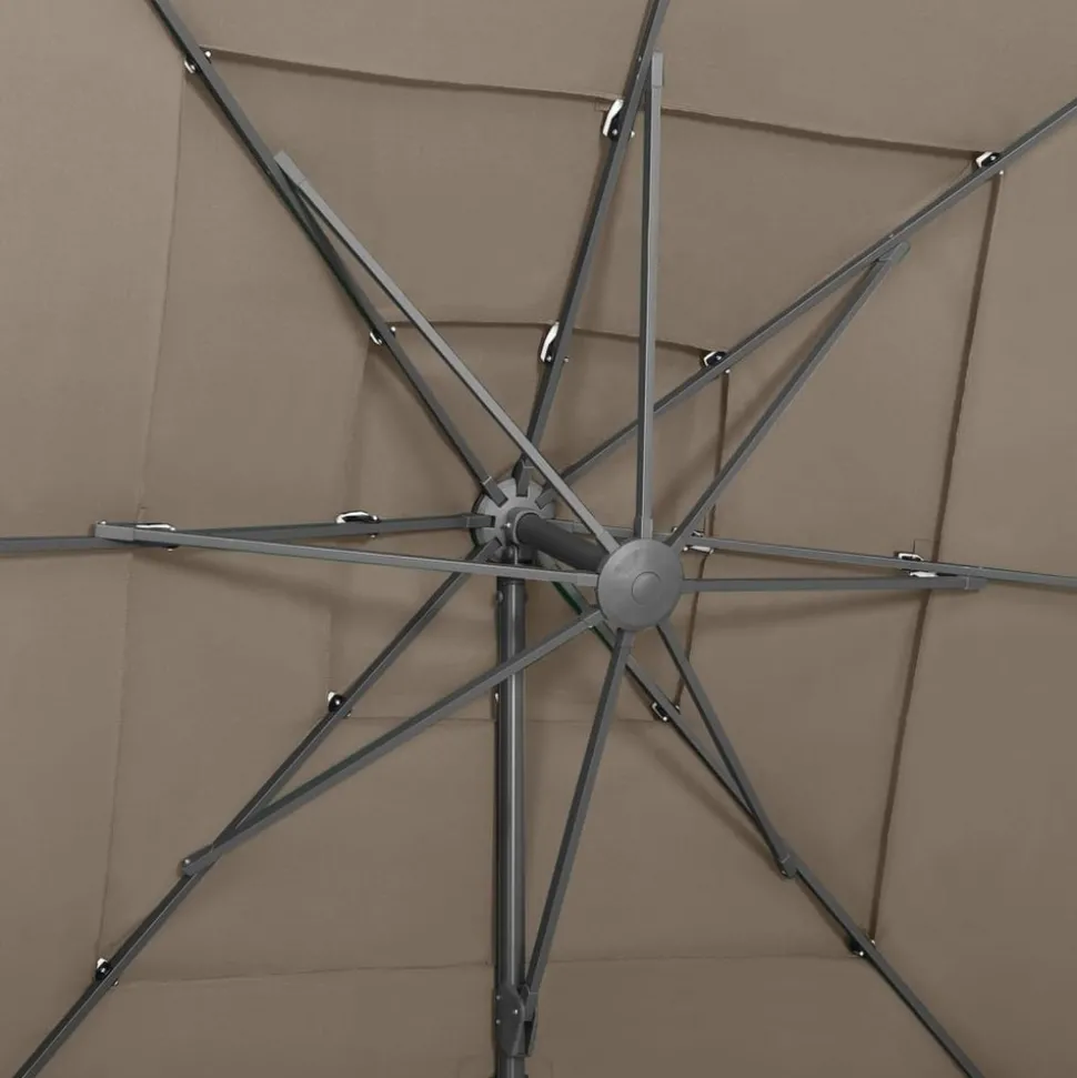 MAISON EXCLUSIVE - Parasol de jardin à 4 niveaux avec mât en aluminium taupe