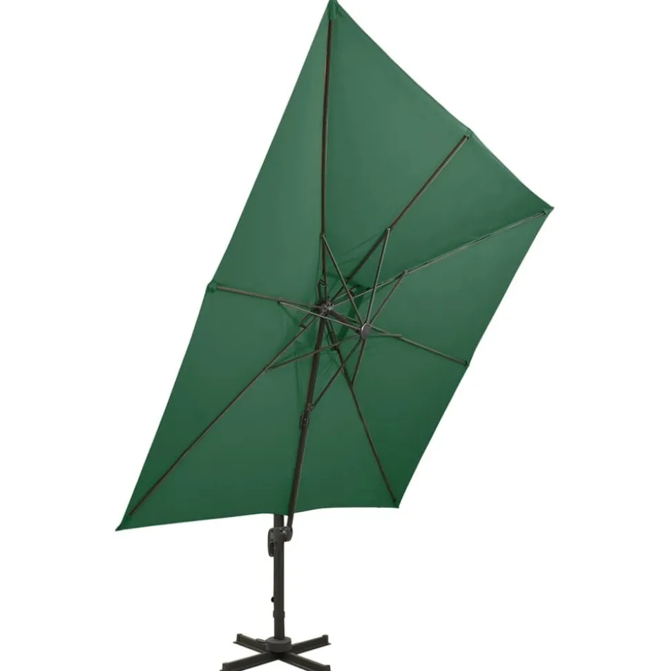 MAISON EXCLUSIVE - Parasol de jardin en porte-à-faux avec double toit vert